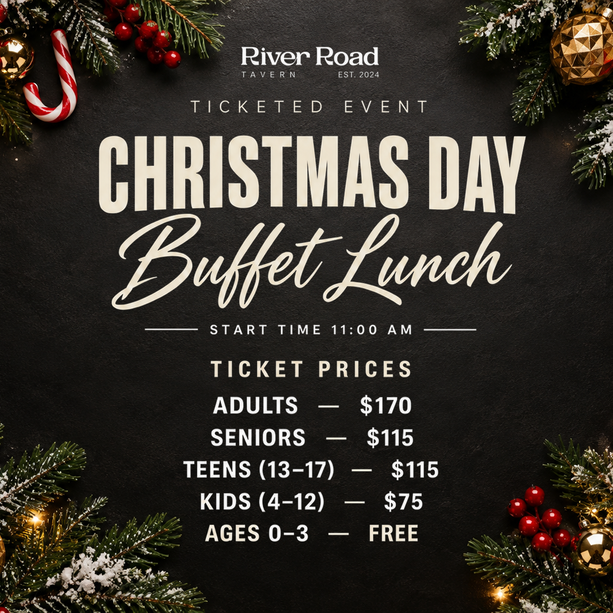 River Road Tavern Christmas Day Buffet Lunch